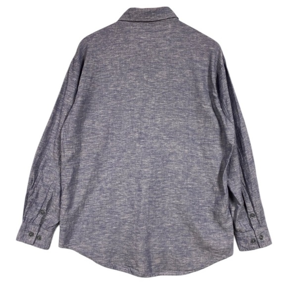 Kakadu Traders Australia Grey Blue Heather Linen Blend Long Sleeve Shirt Sz S - Picture 5 of 8